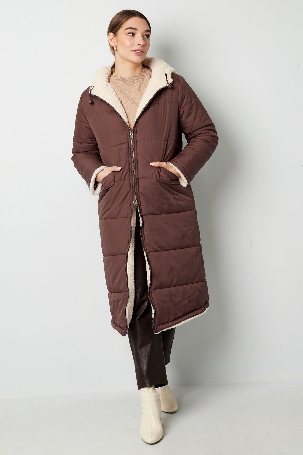 Nylon long coat - Brown - S h5Picture4